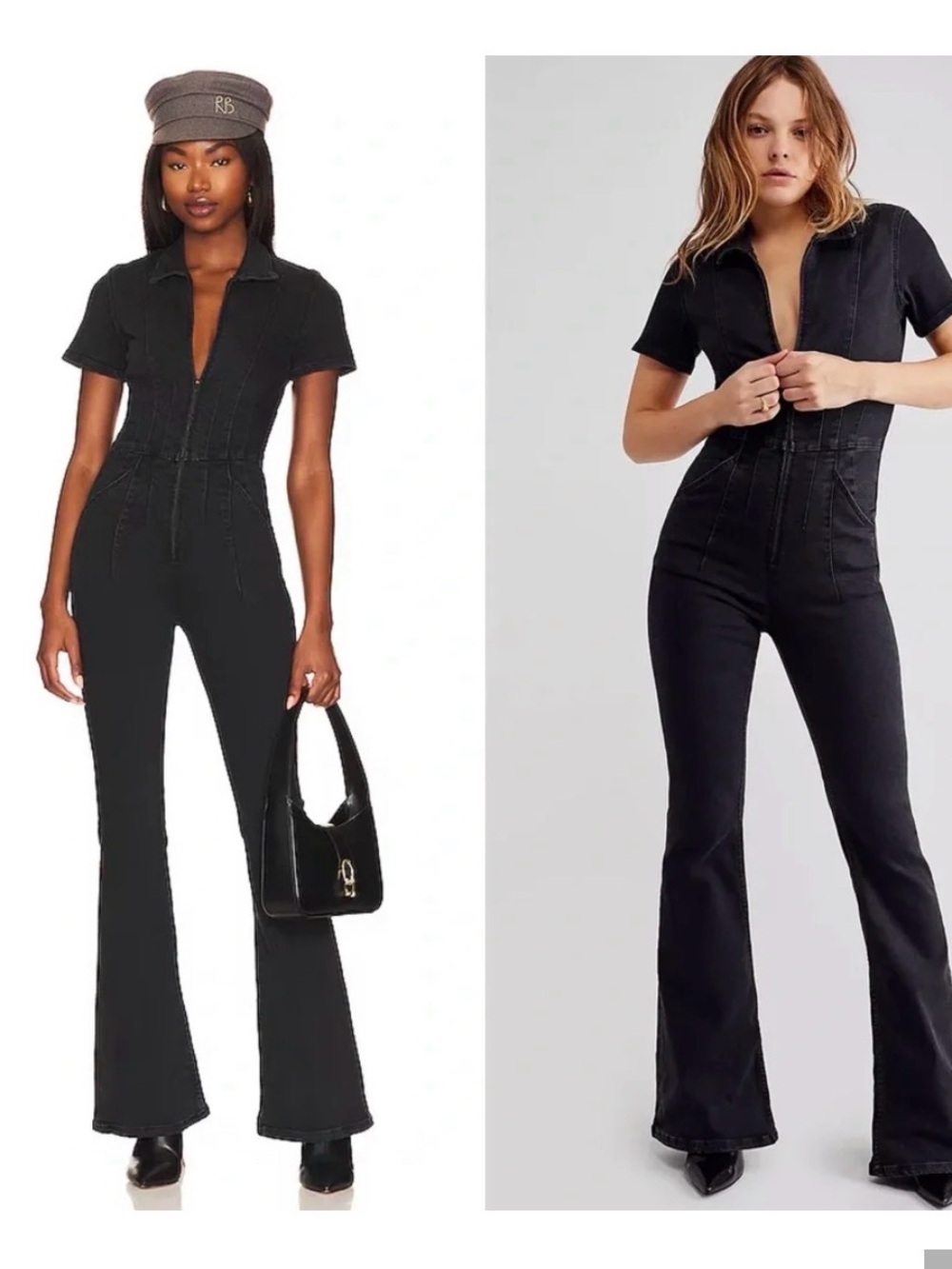 Free people Jade Women’s Black Short-Sleeve Fitted Jumpsuit
